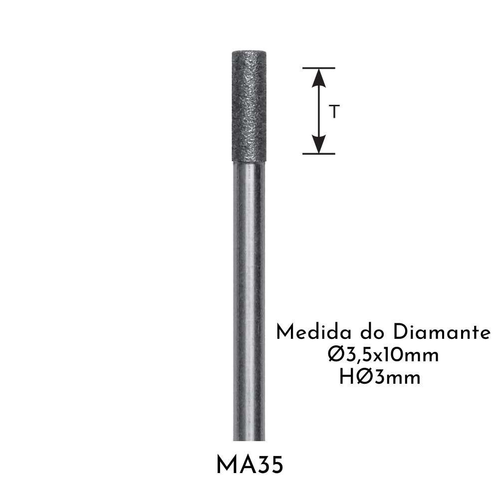 Ponta Rotativa Diamantada Individual Haste Ø3mm Politone Modelo Ma35