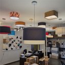 Ver imagem 4 de Lustre Pendente Cilíndrico Vivare Md-4383 Cúpula em Tecido 45x25cm - Bivolt - Rustico-Cinza - 110V/2