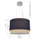 Ver imagem 2 de Lustre Pendente Cilíndrico Vivare Md-4383 Cúpula em Tecido 45x25cm - Bivolt - Rustico-Cinza - 110V/2