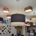 Ver imagem 3 de Lustre Pendente Cilíndrico Vivare Md-4383 Cúpula em Tecido 45x25cm - Bivolt - Rustico-Cinza - 110V/2