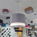 Ver mais imagens de Lustre Pendente Cilíndrico Vivare Md-4383 Cúpula em Tecido 45x25cm - Bivolt - Rustico-Cinza - 110V/2