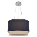 Ver imagem 1 de Lustre Pendente Cilíndrico Vivare Md-4383 Cúpula em Tecido 45x25cm - Bivolt - Rustico-Cinza - 110V/2
