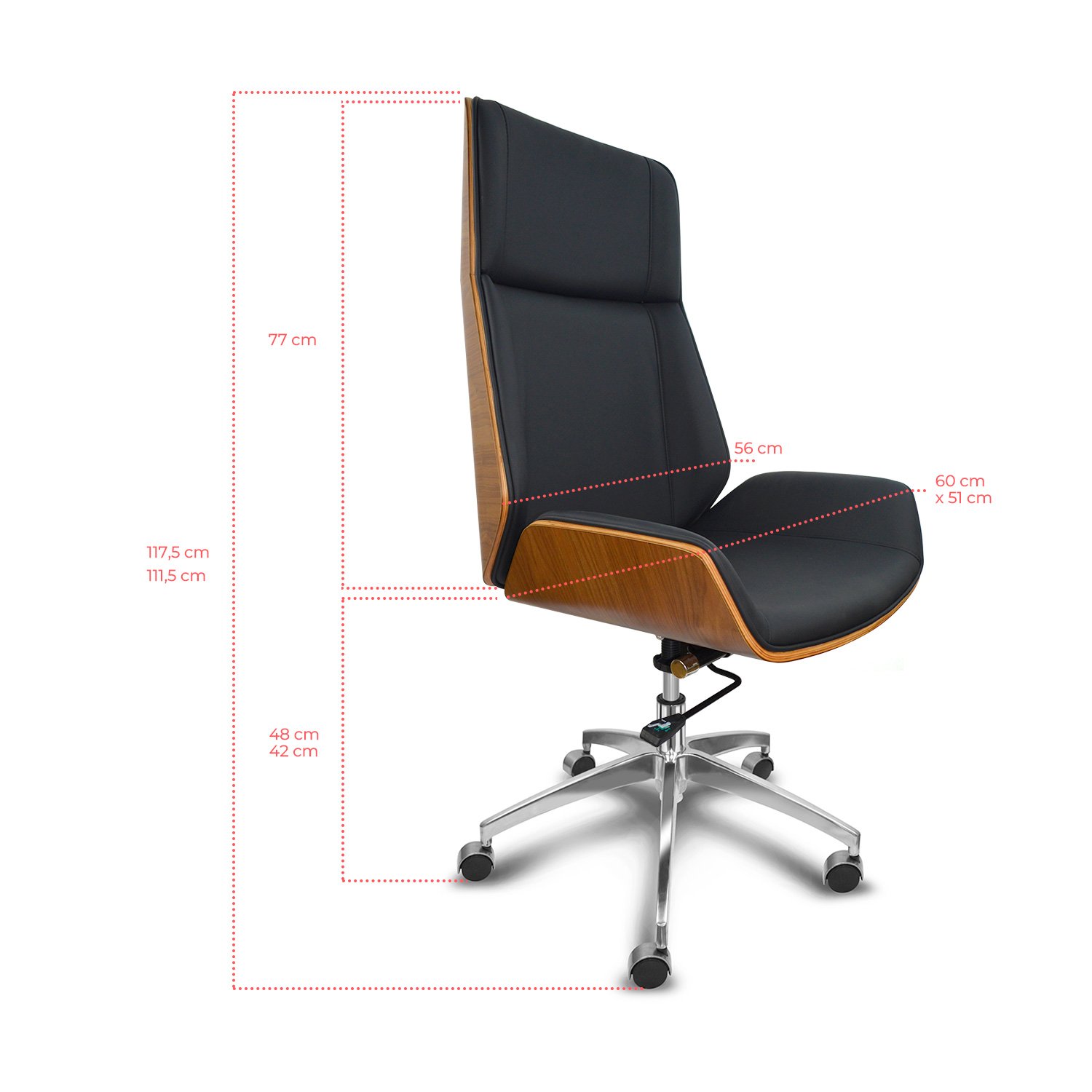 Cadeira Presidente Escritório Ergonômica Gogo Chair Deluxe Wood - Preta - 5