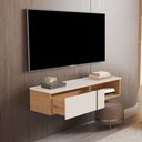 Ver imagem 3 de Rack para TV até 50 Polegadas Decor 1.16 Suspenso 1 Gaveta Off White/Nature - Giga Móveis