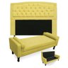 Kit Cabeceira Giovana e Calçadeira Felix Cama Casal Box 140 cm Suede Amarelo - Twdecora Geovana e Fe - 1