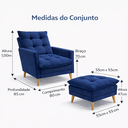 Ver imagem 6 de Kit Poltrona Reclinavel + Puff Amamentação Granada Tecido Veludo - Sofatec