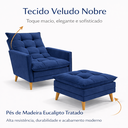 Ver imagem 7 de Kit Poltrona Reclinavel + Puff Amamentação Granada Tecido Veludo - Sofatec