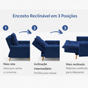 Ver imagem 4 de Kit Poltrona Reclinavel + Puff Amamentação Granada Tecido Veludo - Sofatec