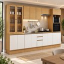 Ver imagem 1 de Cozinha Modulada Completa Compacta 16 Portas Vivace com Cristaleira Cinamomo/Off White