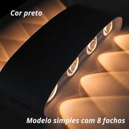Arandela Led 8w Efeito 8 Fachos Branco Quente 3000-3500k Acabamento Preto Biv Marca Hitec - 4