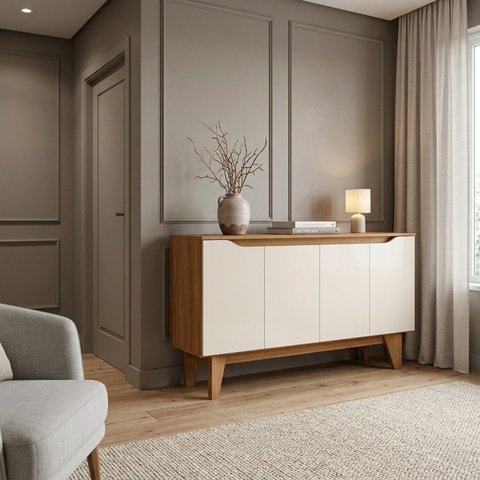 Buffet Aparador 4 Portas 150cm com Pés