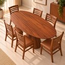 Ver imagem 2 de Mesa de Jantar Oval Organica Genebra Madeira Cinamomo 25mm Castanho 1.60x0,9