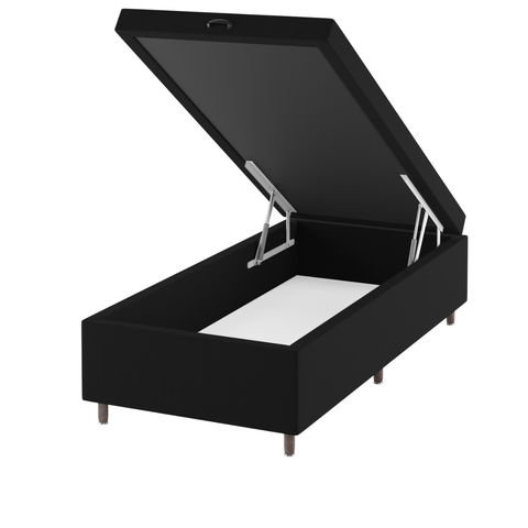 Base Box Bau Solteiro Cairo (43x88x188cm) Preto - Casa Giulia
