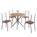 Ver imagem 2 de Conjunto Mesa Redonda 4 Cadeiras Imbuia Minas Preto/Martelado/Marrom