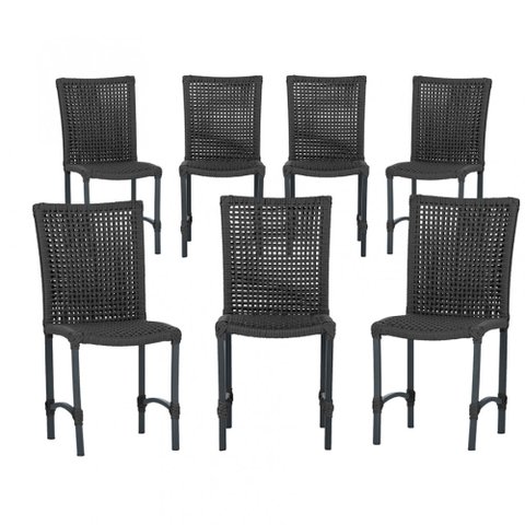 7 Cadeiras Corda Náutica Cannes em Alumínio com Pintura Eletrostática para Cozinha Jantar Edícula