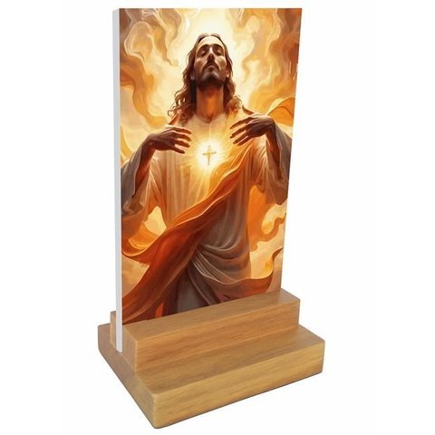 Placa Decorativa e Display de Mesa Jesus Cristo Salvador