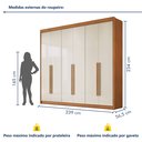 Ver imagem 4 de Guarda Roupa Casal 6 Portas 6 Gavetas 100% MDF Santiago Cinamomo e Off White Marrom