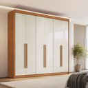 Ver imagem 1 de Guarda Roupa Casal 6 Portas 6 Gavetas 100% MDF Santiago Cinamomo e Off White Marrom