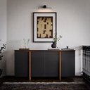 Ver imagem 2 de Aparador Buffet Sala Sense 4 Portas 160cm com Pés de Madeira Preto/Freijó - Rede Móveis