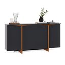 Ver imagem 3 de Aparador Buffet Sala Sense 4 Portas 160cm com Pés de Madeira Preto/Freijó - Rede Móveis
