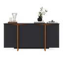 Ver imagem 5 de Aparador Buffet Sala Sense 4 Portas 160cm com Pés de Madeira Preto/Freijó - Rede Móveis