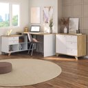 Ver imagem 2 de Mesa Escrivaninha em L 145x128 cm e Balcao 91 cm Olmo Branco Artany
