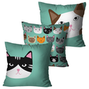 Ver imagem 1 de Kit com 3 Capas para Almofadas Decorativas Cats Gatinhos