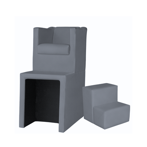 Kit Pedicure Poltrona Corano com Escada sem Mocho Cinza Claro