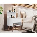 Ver imagem 2 de Mesa de Cabeceira Criado com Nicho e Gaveta Pés Palito Branco