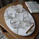 Ver imagem 3 de Bandeja Carrara Oval 35 X 24cm com 4 Xicaras Cristal Wolff