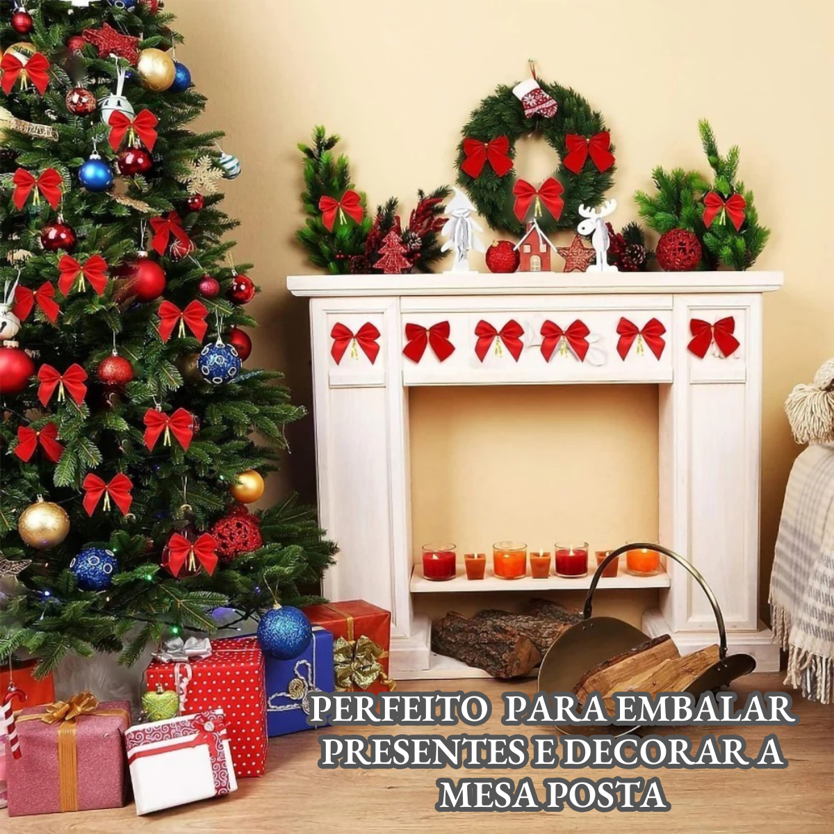 40 Lacinhos de Árvore de Natal Enfeite Decoração Vermelho Aveludado - 3