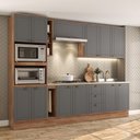 Ver imagem 1 de Armário de Cozinha Completa com Balcão Milla Quest Carraro Nogal Cinza Titânio
