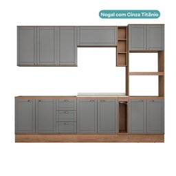 Armário de Cozinha Completa com Balcão Milla Quest Carraro Nogal Cinza Titânio - 3