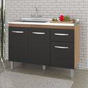 Ver imagem 2 de Balcão Gabinete para Pia Anyta 118cm 03 Portas sem Tampo Savana Preto - Desk Design