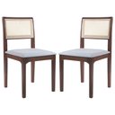 Ver imagem 1 de Kit 02 Cadeiras Sala de Jantar Madeira Maciça Nivea Tela Rattan Sextavano Linho Cinza/Amêndoa G55 -