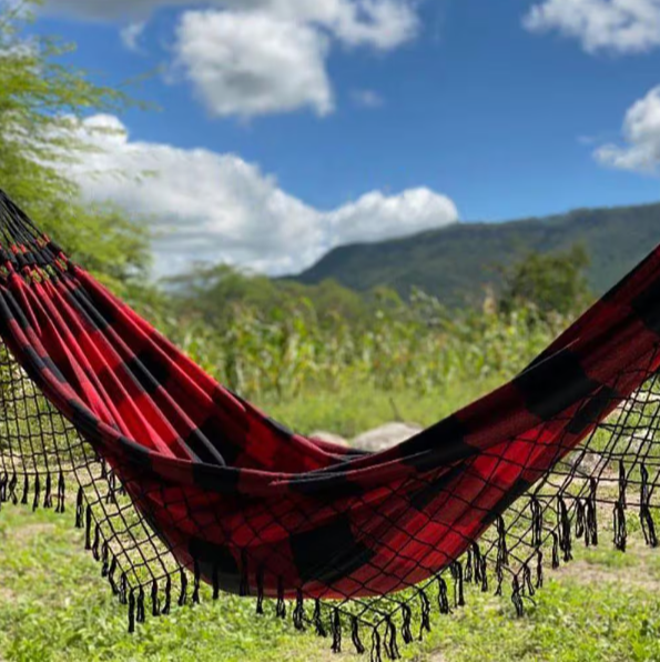 Rede de Descanso Balanço Vermelho com Preto 1.40x3.60 M - 2