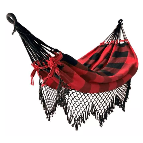 Rede de Descanso Balanço Vermelho com Preto 1.40x3.60 M