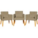 Ver imagem 1 de Kit 3 Poltronas Decorativa para Sala Recepção Consultório Escritório Nina Tecido Suede