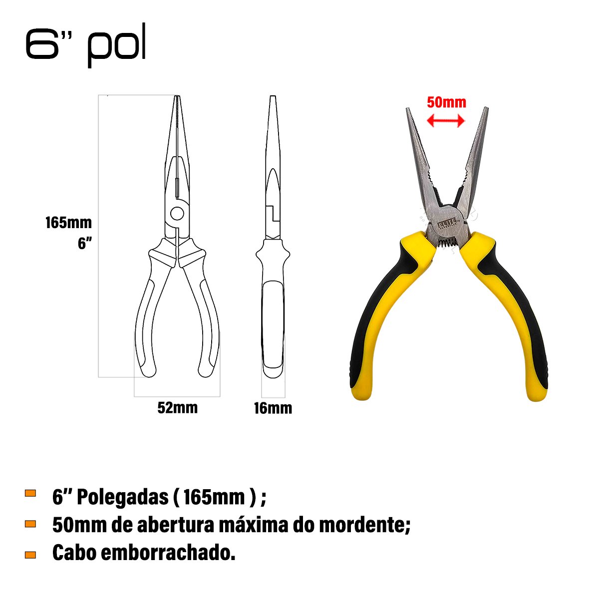 Alicate de Bico Meia Cana 6 Polegadas Elite - 2