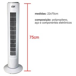 Ventilador de Coluna Circulador Ar Branco Potente 220v Fix - 2