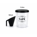 Ver imagem 3 de Kit Potes Mantimentos Tampa Preta 4 Peças com Medidor Café 1l, Açúcar 2l, Feijão 3l e Arroz 5,8l
