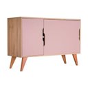 Ver imagem 2 de Aparador Buffet Retrô Murano 3 Portas MDF-MDP 115cm Carvalho e Rosa Claro Mercado Das Prateleiras