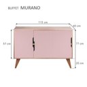 Ver imagem 4 de Aparador Buffet Retrô Murano 3 Portas MDF-MDP 115cm Carvalho e Rosa Claro Mercado Das Prateleiras