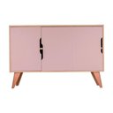 Ver imagem 1 de Aparador Buffet Retrô Murano 3 Portas MDF-MDP 115cm Carvalho e Rosa Claro Mercado Das Prateleiras