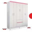 Ver imagem 3 de Guarda-Roupa Infantil 6 Portas Nuvem Branco/Rosa