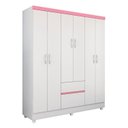 Ver imagem 2 de Guarda-Roupa Infantil 6 Portas Nuvem Branco/Rosa
