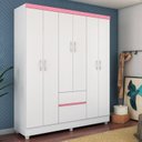Ver imagem 1 de Guarda-Roupa Infantil 6 Portas Nuvem Branco/Rosa