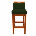 Ver imagem 4 de Kit 2 Banqueta Alta de Madeira Aurora Balcão Cozinha Bistro com Encosto Veludo Verde Esmeralda