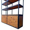 Ver imagem 4 de Estante Modelo Industrial com 5 Prateleiras e 2 Gavetas - Ferro Cor Preta e Madeira Cor Castanheira