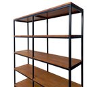 Ver imagem 3 de Estante Modelo Industrial com 5 Prateleiras e 2 Gavetas - Ferro Cor Preta e Madeira Cor Castanheira